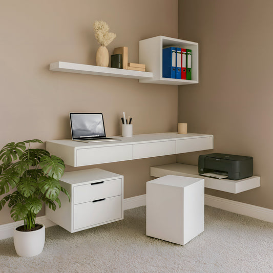 Floating Office Box with double drawers & sharp corners