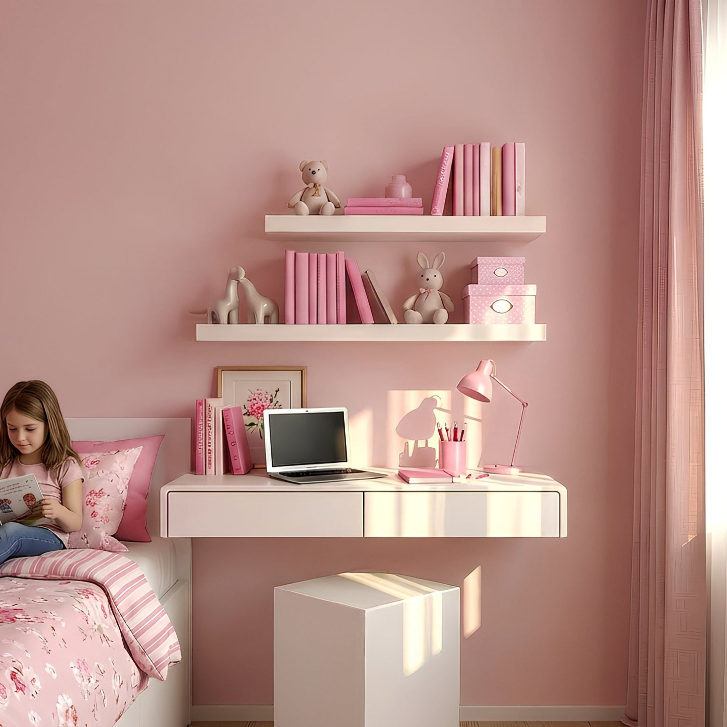 Floating desk / dressing table with drawers | Back to School Sale