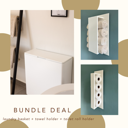 Laundry basket, towel & toilet roll holder Bundle