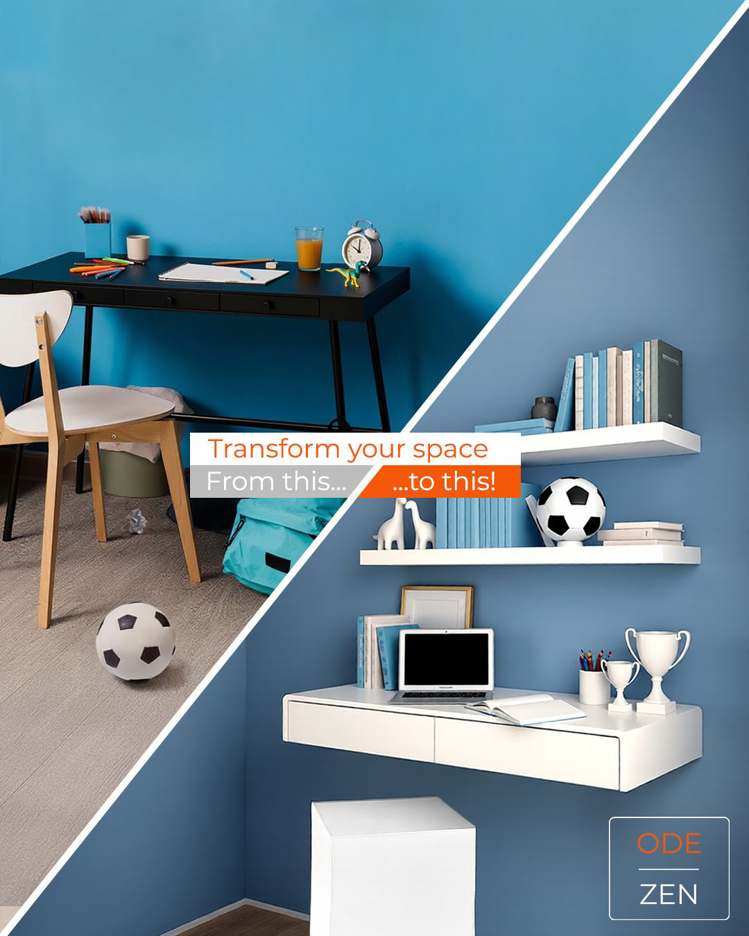 Floating desk / dressing table with drawers