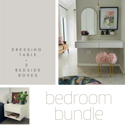 Floating dressing table and box with drawer bundle