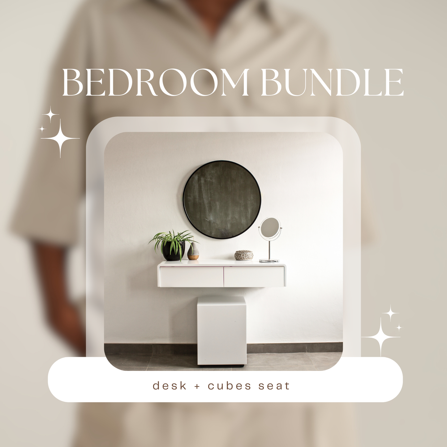 Floating Desk/Dressing Table & Cube Seat Bundle