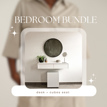 Floating Desk/Dressing Table & Cube Seat Bundle