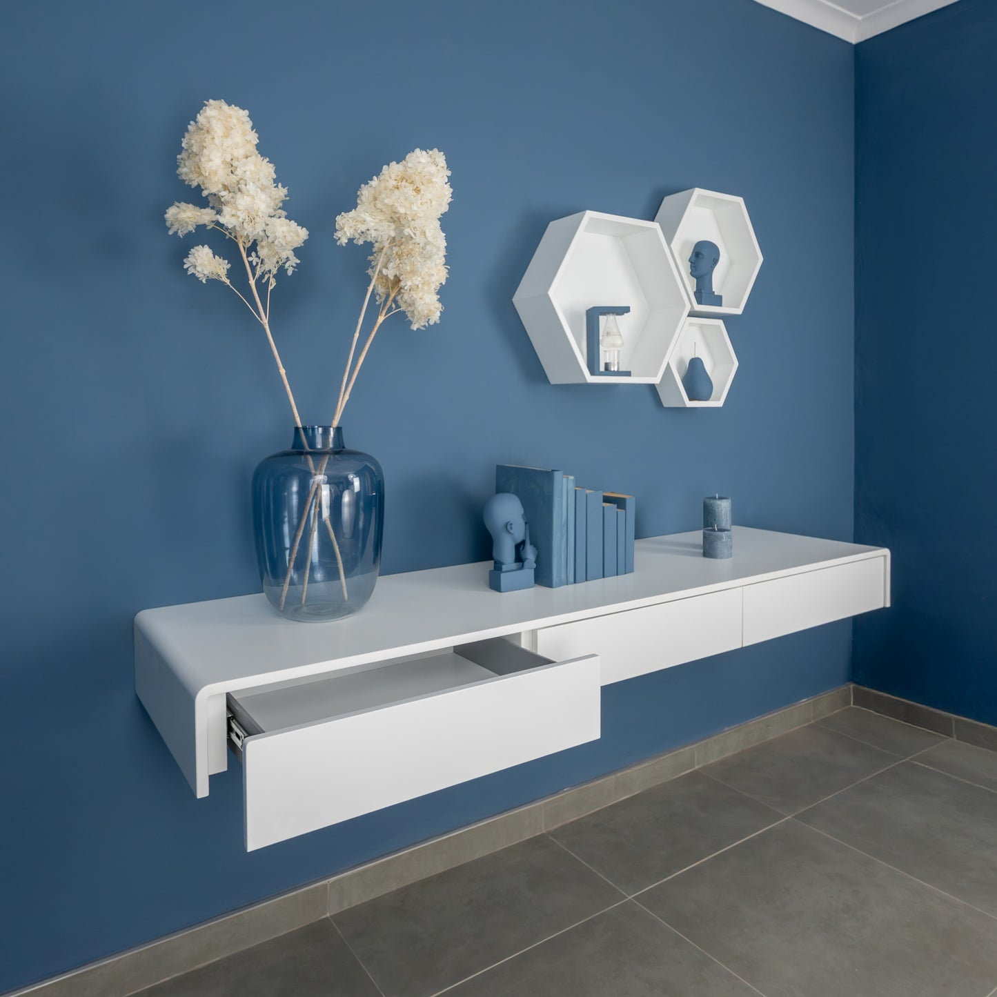 Floating desk / dressing table with drawers