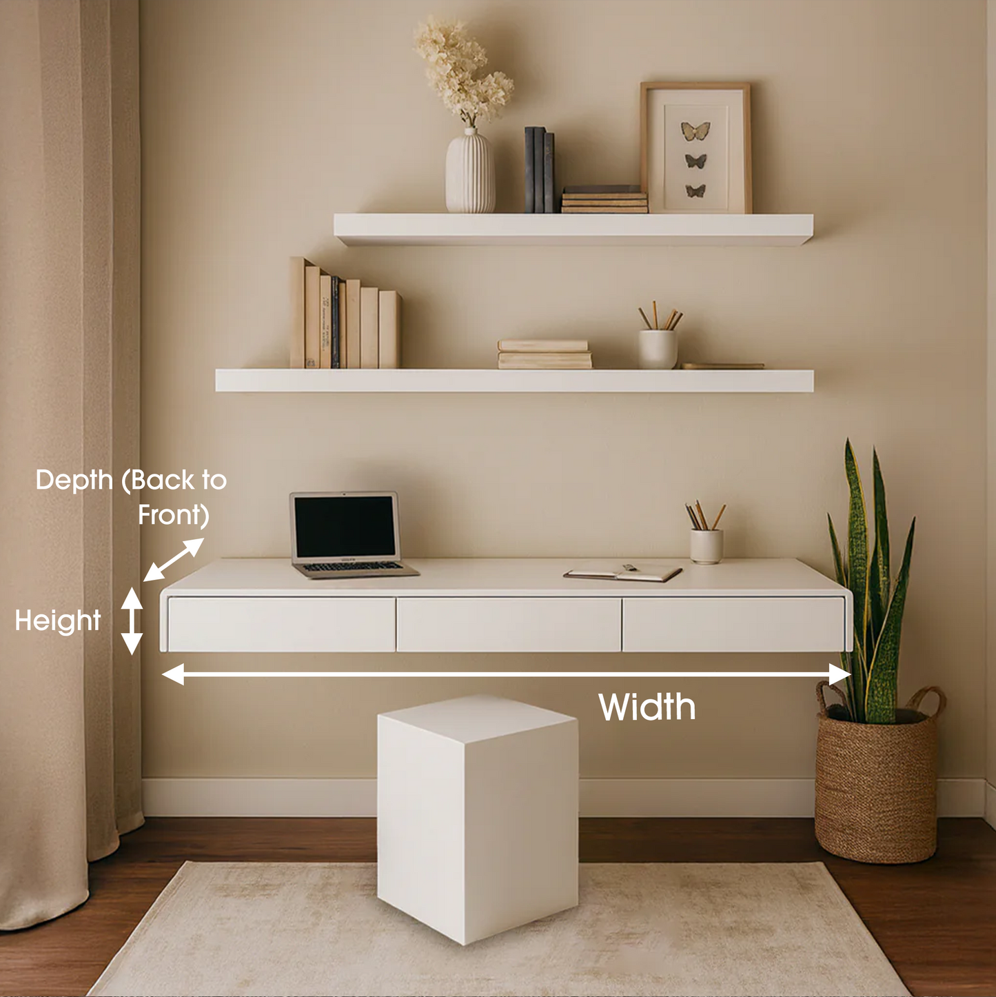 Floating desk / dressing table with drawers