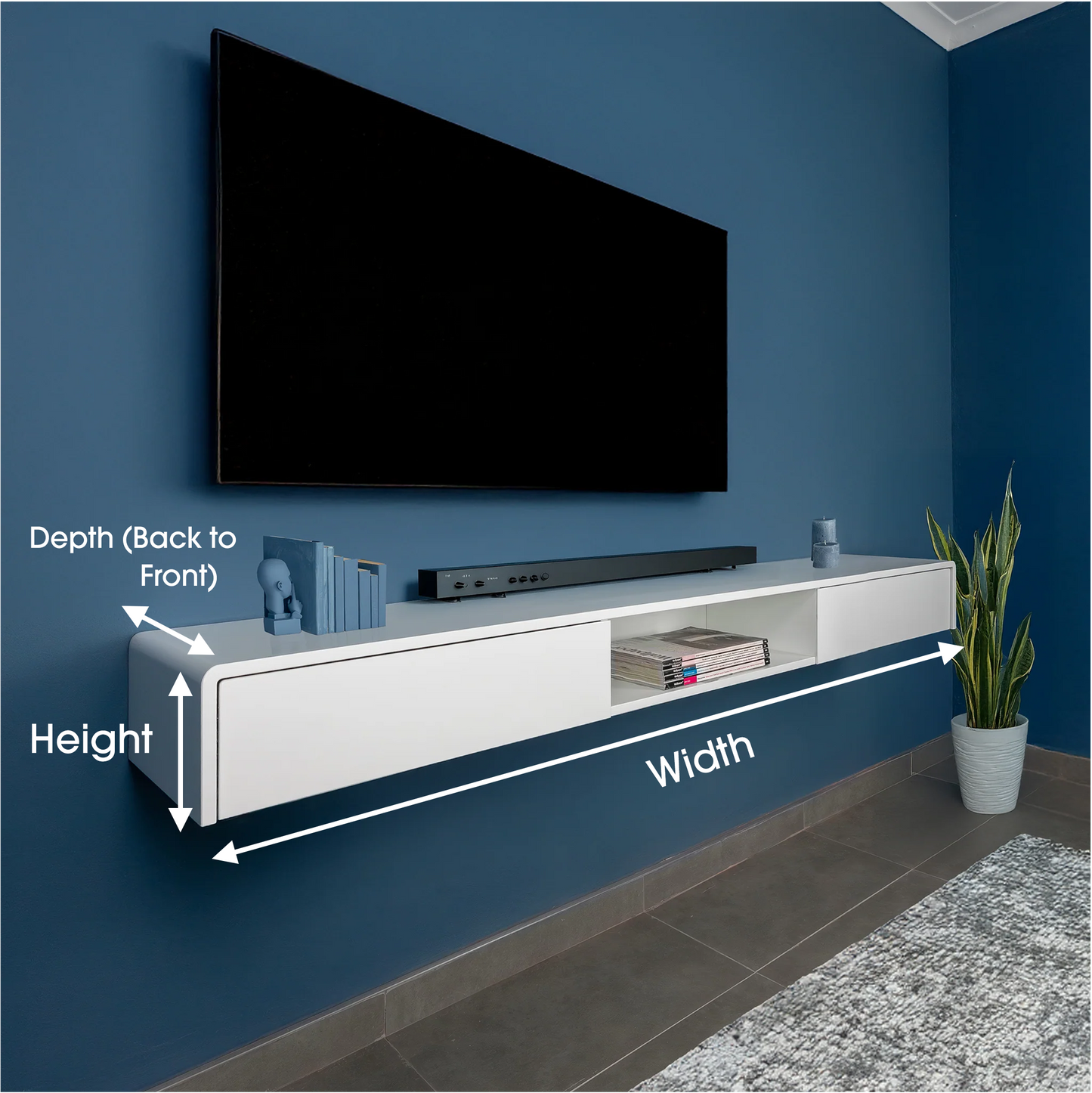 Floating TV/media unit with drawers