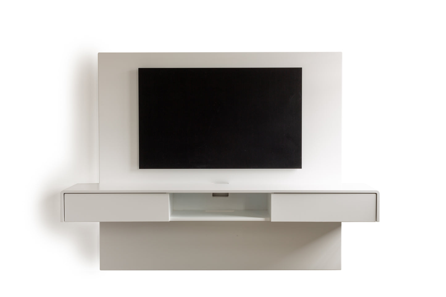 Floating media solution with wall panel & drawer unit