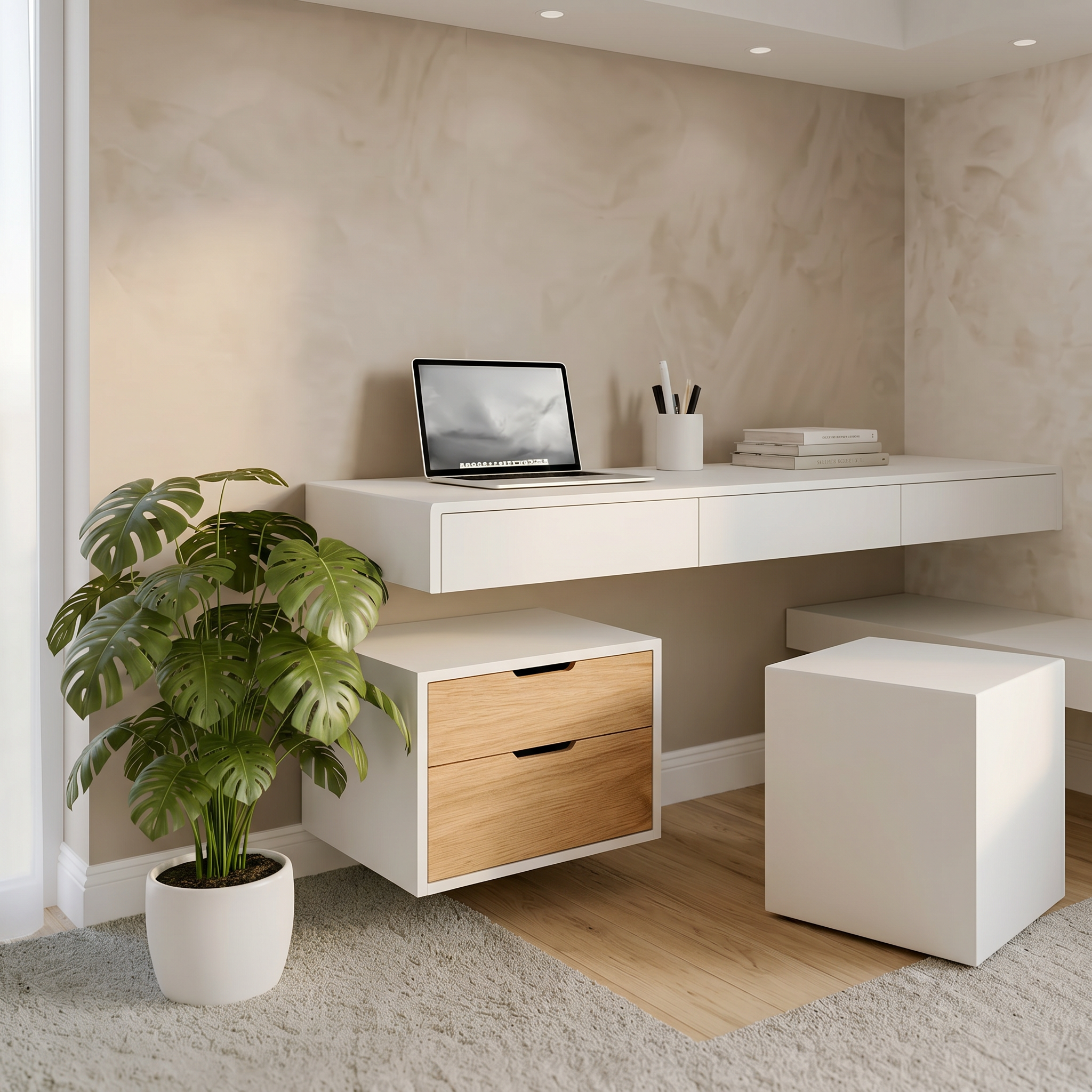 Floating desk / dressing table with drawers