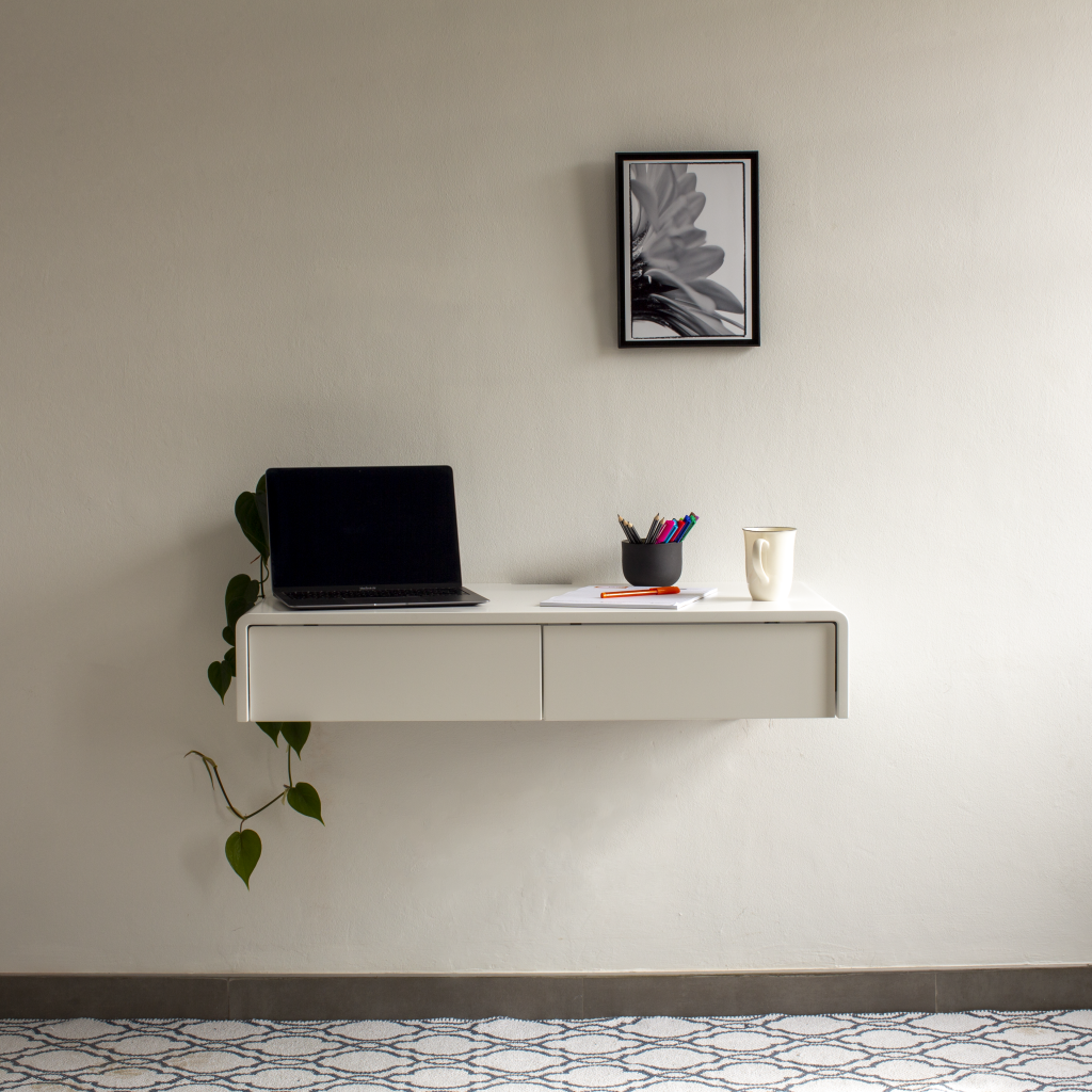 Floating desk with drawers